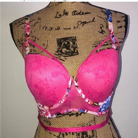 VICTORIA'S SECRET X MARY KATRANTZOU  FLORAL LIMITED EDITION LONG LINE BRA 32D - Picture 5 of 12